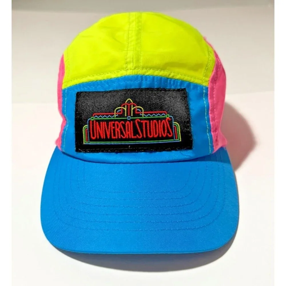 Universal Studios Neon Colorblock Hat Strapback Retro 90s Style Theme Park Cap